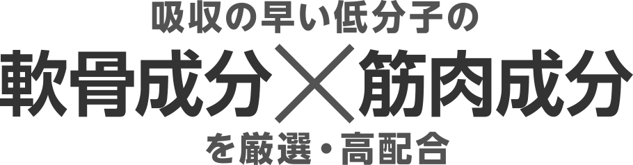 吸収の早い低分子の軟骨成分×筋肉成分を厳選・高配合